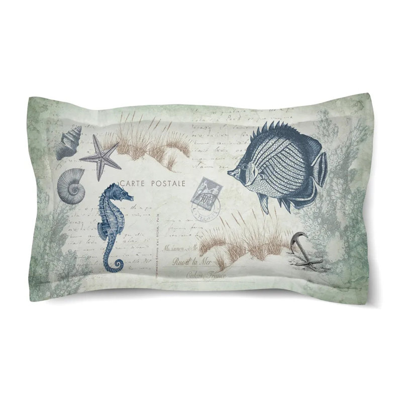 Laural Home Seaside Postcard Duvet Sham, King Sham