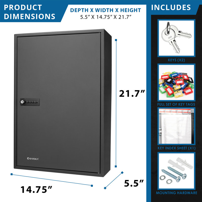 Armoire 200 clés à clé réglable avec serrure à combinaison noire