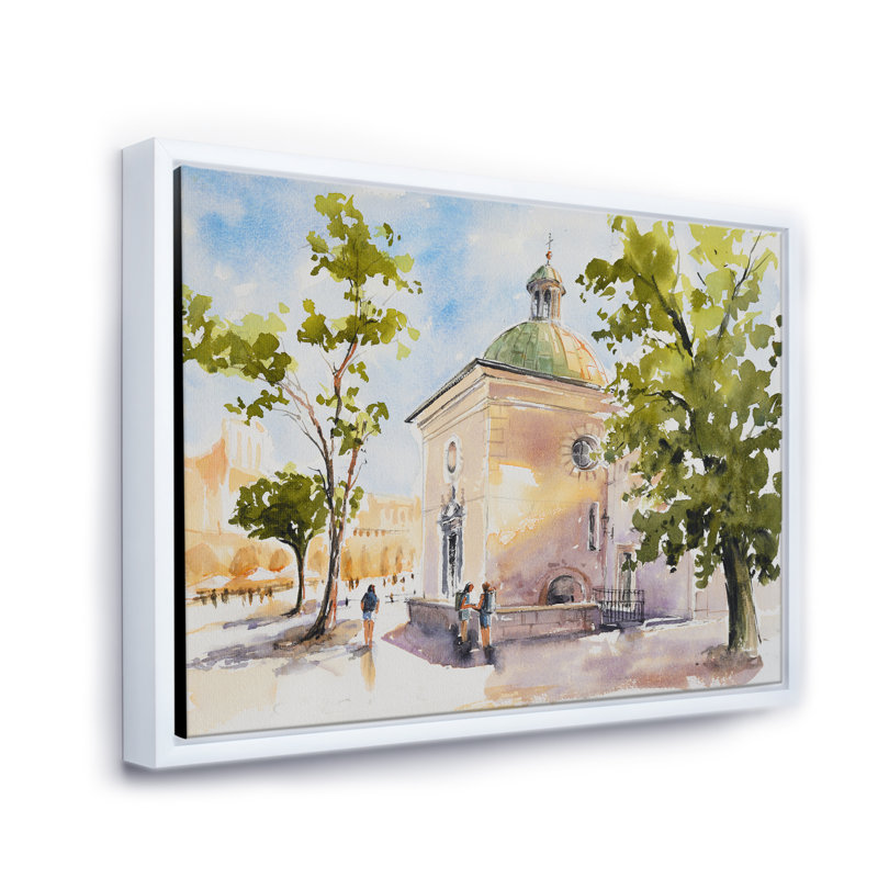 " Rustic Church In The Village ", 12" H x 20" W x 1" D, White