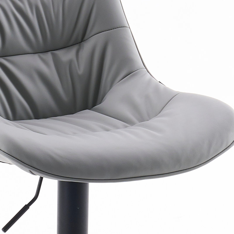 Latiera Swivel Adjustable Height Bar Stools Faux Leather Counter Stools with Footrest, Gray