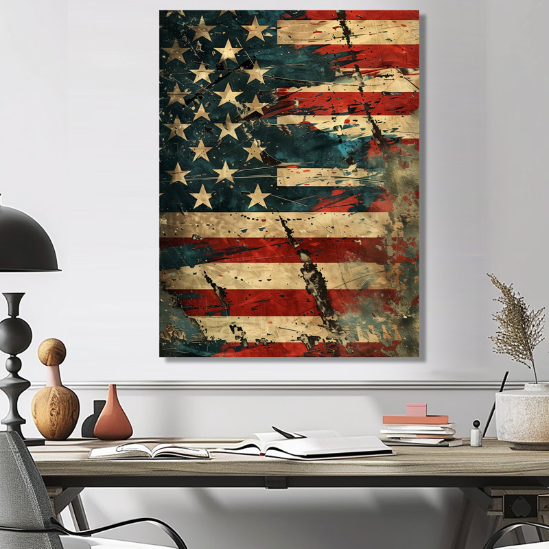 Liberté, drapeau des États-Unis - drapeau, art mural, salon, H 32 po x l 24 po x P 1 po, Métal métal