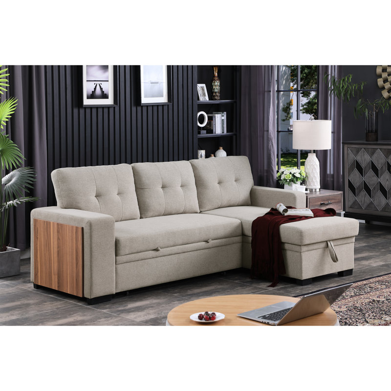 Canapé modulaire en lin rembourré de mousse Alexys, Gris clair