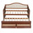 Twin Daybed with Trundle and 2 Storage Drawers, Wooden Sofa Bed with Upholstered Button Tufted Backrest for Living Room, Bedroom, Guest Room-1143123395