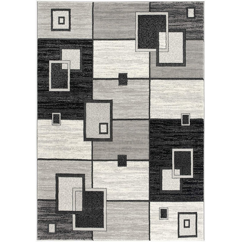 Tapis gris à motif abstrait Dillup-Jones, Rectangle de 5 pi x 8 pi