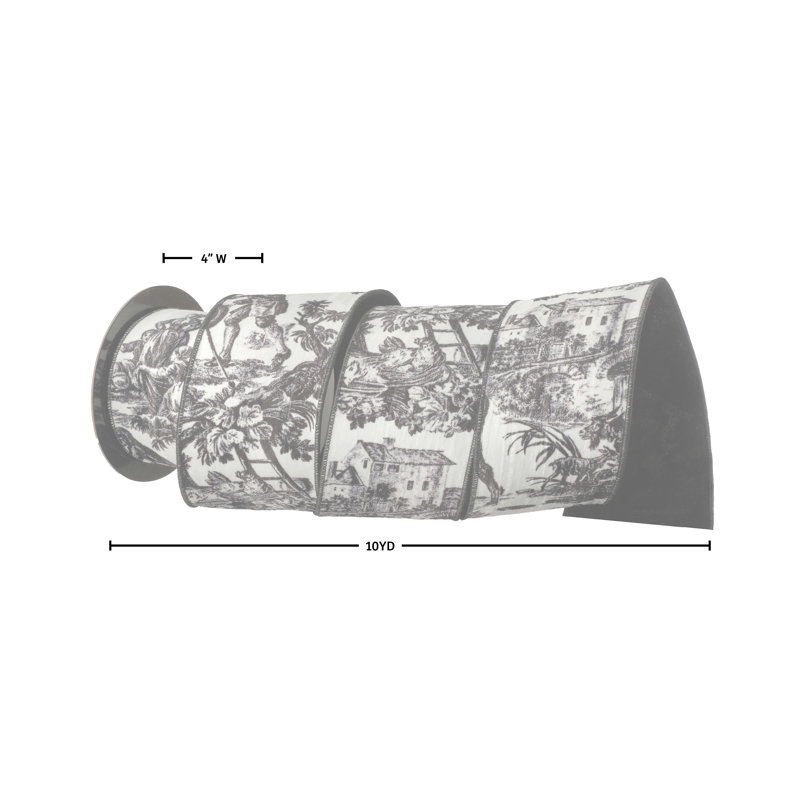 4"X10Y Velvet Toile Ribbon