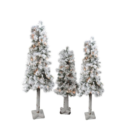 Ensemble de 3 arbres de Noël artificiels alpins 5 pi - lumières claires préinstallées