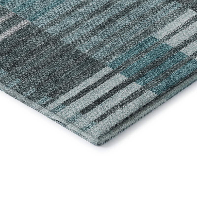 Premium Machine Washable Prisco Teal Rug, Rectangle 9' x 12'