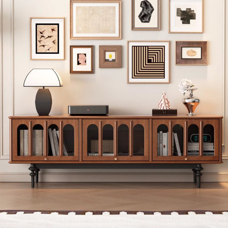 French retro design solid wood TV cabinet