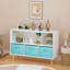 Armoire de rangement pliable pour enfants avec bibliothèque et jouets pliable, blanc / bleu