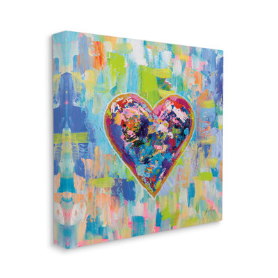 Style contemporain urbain en forme de cœur - peinture sur toile tendue