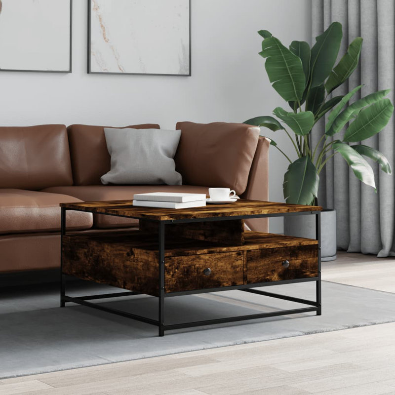 Frederik Four Leg Coffee Table with Storage, Smoked Oak