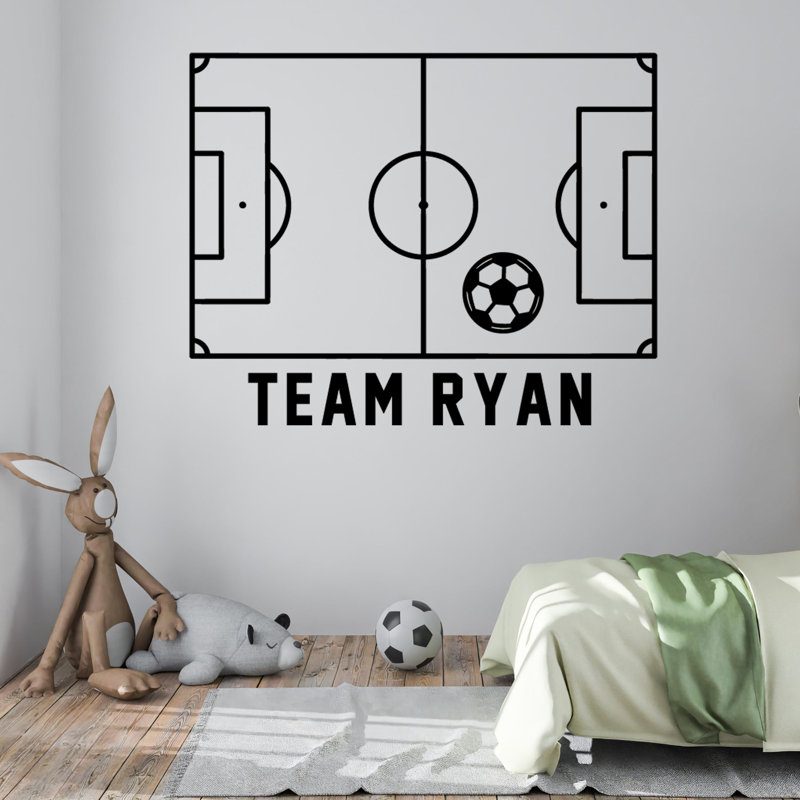 Autocollant mural de football personnalisé - autocollant en vinyle personnalisé pour chambre d'enfant, art mural thème sportif, facile à appliquer et à enlever - autocollants de joueur de football DS-05