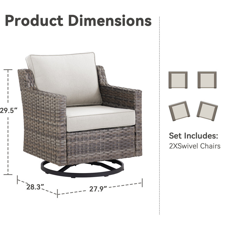 Chaises pivotantes de patio Red Barrel Studio®, Beige