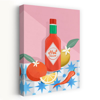 Affiche murale colorée et moderne représentant une explosion d'agrumes épicés et de fleurs.