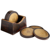 Card Carrying 7 Piece Coaster Set with Holder