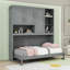 Lit escamotable simple en bois avec armoire, tablettes, éclairage intégré et ports USB-1303295387