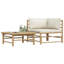 Ensemble de salon de jardin modulaire d'extérieur en polyester de bambou crème moyen
