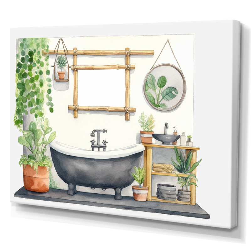 «Natural Bathroom Decor VII», reproduction sur toile, Toile tendue, H 16 po x l 32 po x P 1 po