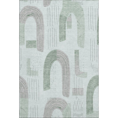 Premium Machine Washable Mehara AMF1698 Geometric Rug