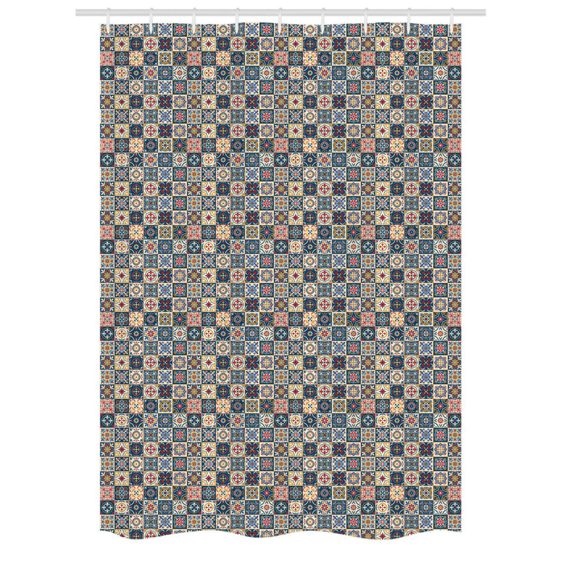 Rosenstein Geometric Shower Curtain with Hooks Included, 78" H x 54" W