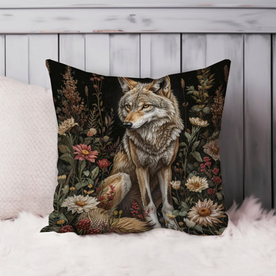Animals William Morris Wolf III Cottage Throw Pillow Cover