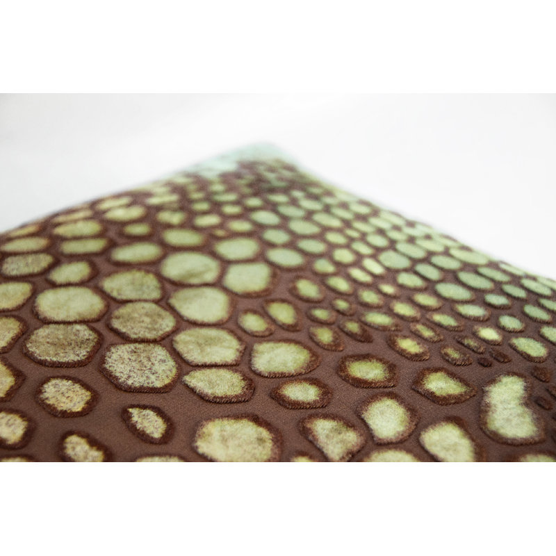 Square Velvet Pillow Cover & Insert, 20"H x 20"W, Dark Brown/Green