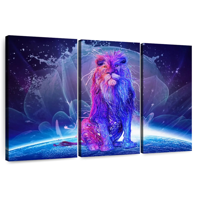 Brampt Abstract Colorful Lion, 48" H x 74" W