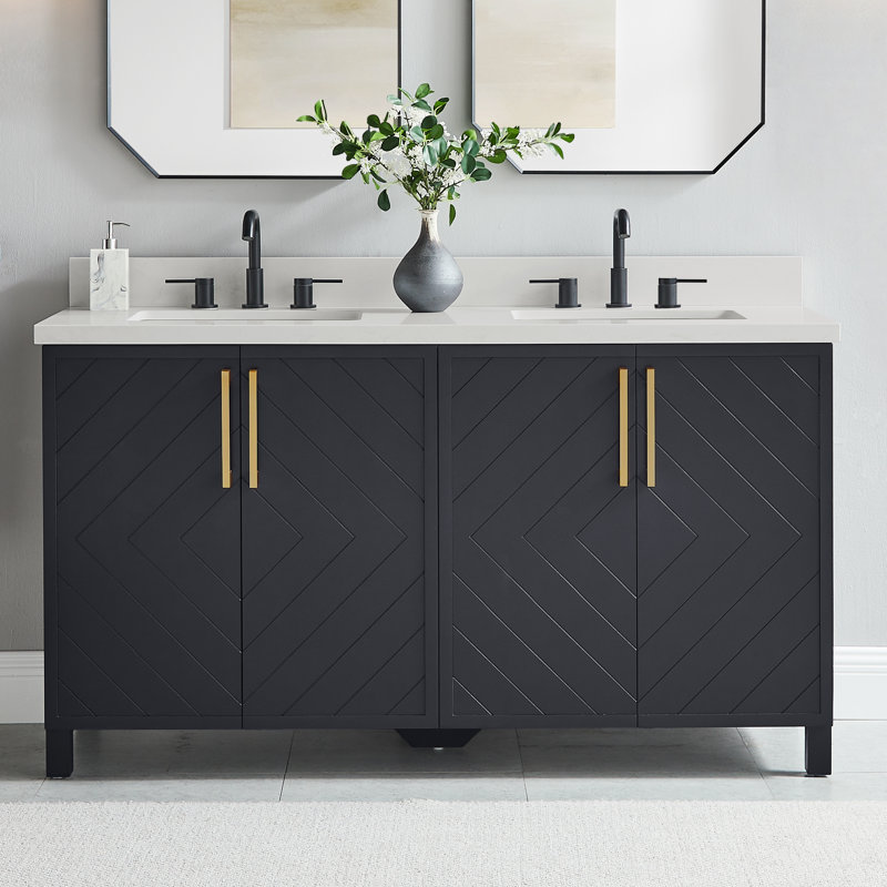 Meuble-lavabo double 60 po Keiera, Marine