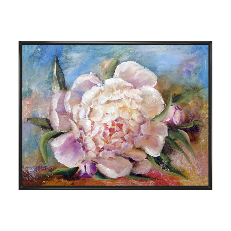 «Pink Peonie», reproduction sur toile flottante, H 24 po x l 36 po x P 1 po, Cadre flottant noir
