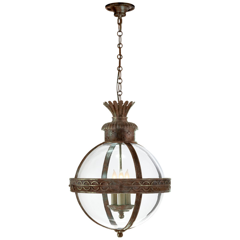 Chapman & Myers Crown Top Banded Globe Lantern, Weathered Verdigris