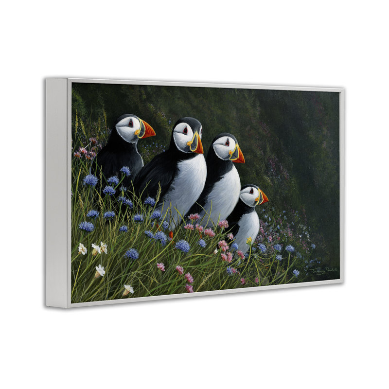 «Puffins & Wild Flowers», estampe numérique, conception de Jeremy Paul, H 12 po x l 18 po