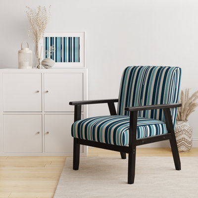 Motif côtier à rayures bleues nautiques - Fauteuil rembourré moderne, fauteuil d'appoint bleu