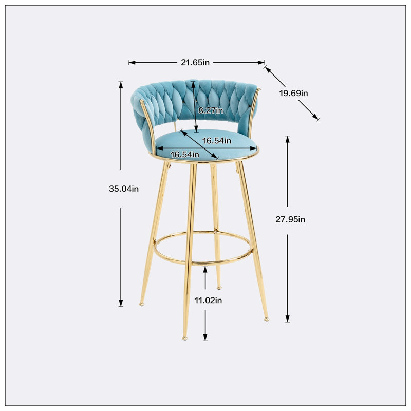 Chaises de bar à hauteur de comptoir 2pc / ensemble, Bleu