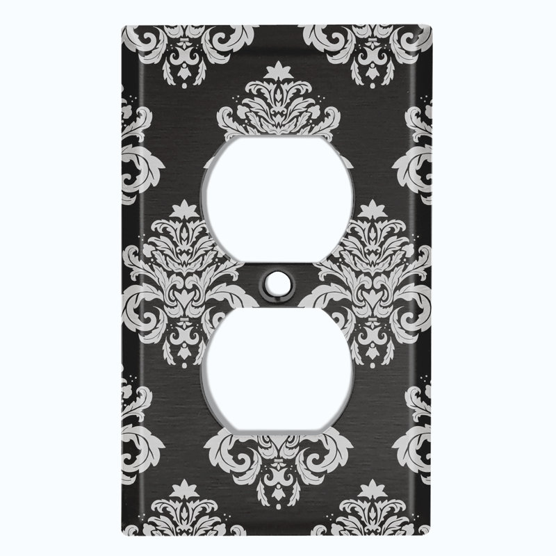 Plaque murale à 1 prise Damask, Noir