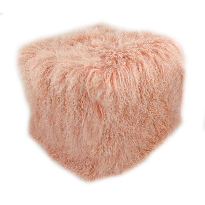 Square Pouf, Blush Genuine Leather