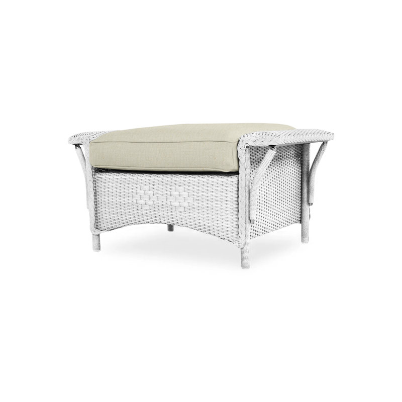 Nantucket Outdoor Ottoman, White, Rollo Linen