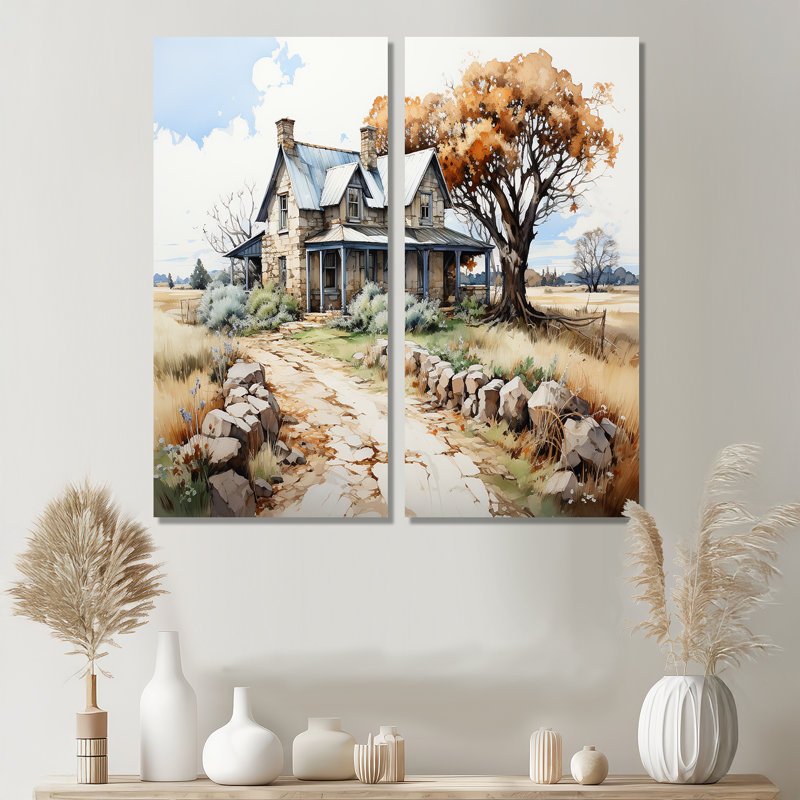 «Farmhouse Patterns An II - Farm Large Wall Art, lot de 2», 32" H x 32" W, Wrapped Canvas, Does Not Apply