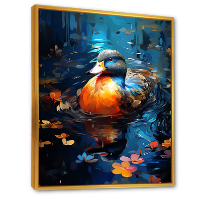«Blue Duck Morning Quack Lake» - art mural animal canard