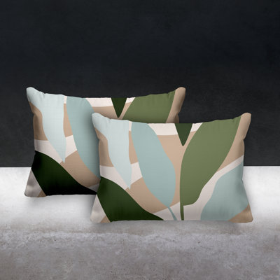 Polyester Lumbar Rectangular Indoor/Outdoor Pillow Cover & Insert