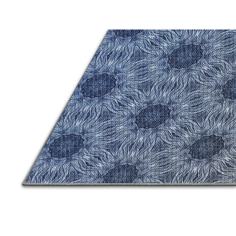 Tapis bleu tissé à la machine, Rectangle 7 pi x 10 pi
