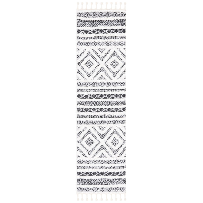 Runner Southwestern Grey/Ivory Area Rug, Runner 2'3" x 8'