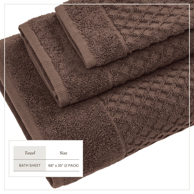 100% coton ultra doux et absorbant, Chocolate Diamond, Bath Sheets - 2 Pack