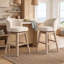 Tabouret de bar pivotant rembourré de style moderne du milieu du siècle avec cadre en bois massif (lot de 2)-129883363