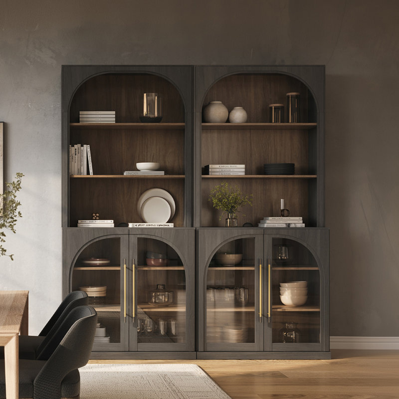 Étagère de rangement en verre, Ébène