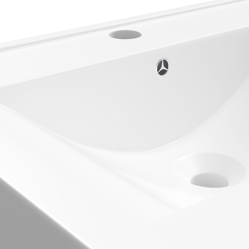 Ebern Designs Bralon Ceramic Rectangular Sink with Overflow, White