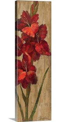 «Vivid Red Gladiola on Gold» par Anieyah, reproduction d'art sur toile