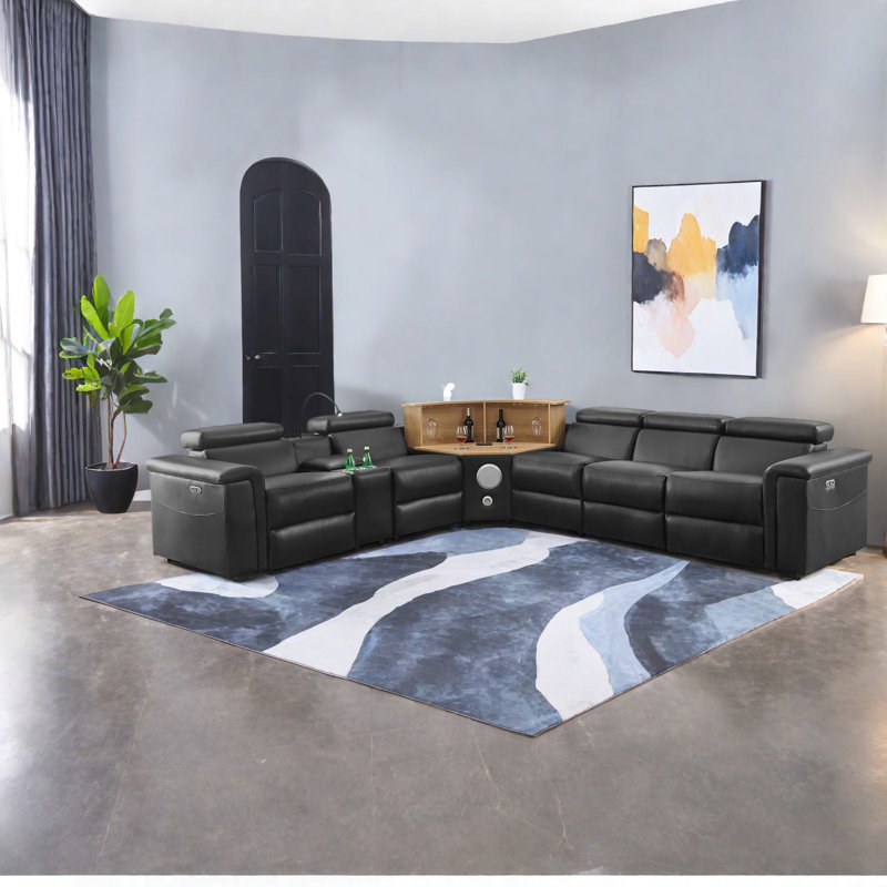 Modern Multifunctional Recliners With Storage And Bluetooth, Black