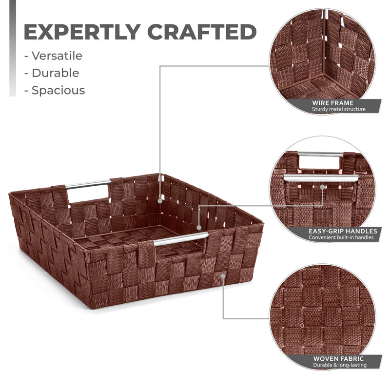Sorbus Set of 9 Large Storage Baskets for Organizing, Mesh Hand-Woven Storage Organizers, Chocolate, Chocolate