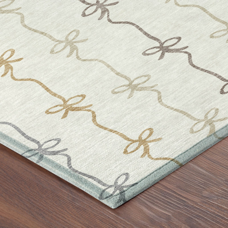 Machine Washable Indoor/Outdoor Chantille ACN2593 Kids Rug, 2'3" x 7'6" Runner, Ivory