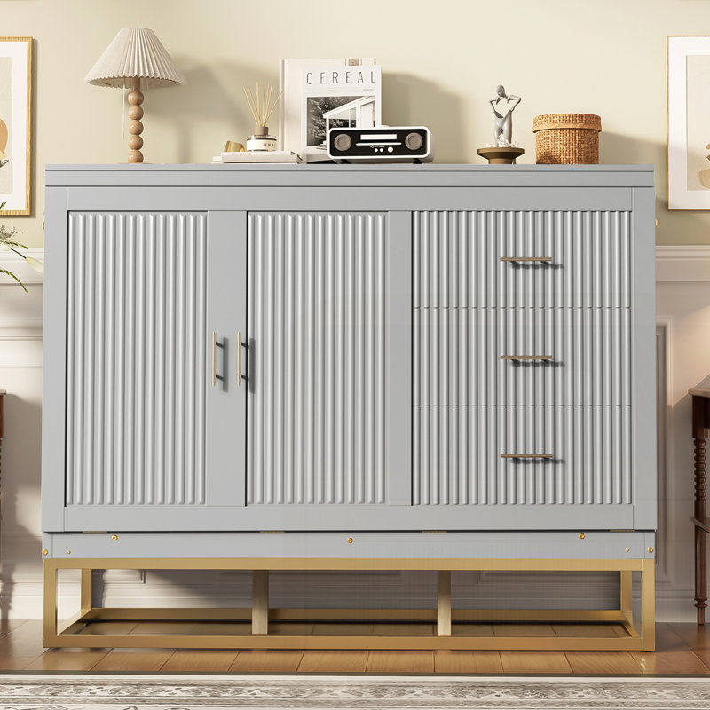 Grand lit escamotable avec portes en bois Murphy, Gris